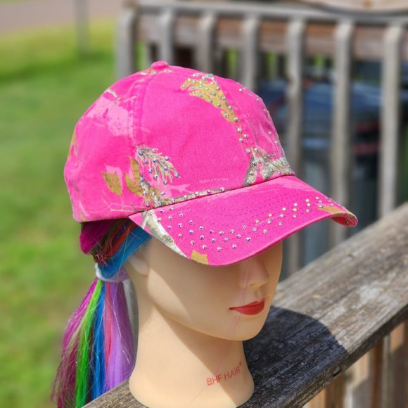 Ladies Pink Camo BLING Hat NEW - Picture 2 of 4